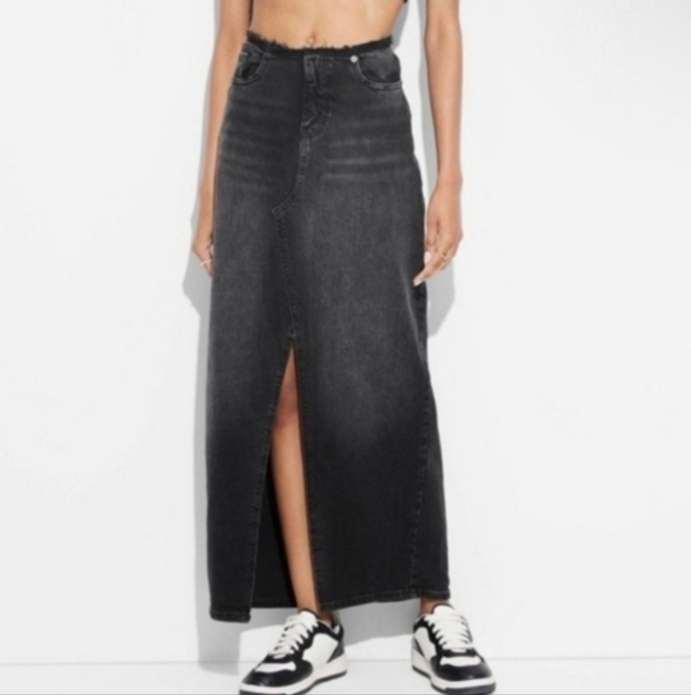 Women's Low-Rise Denim Midi Skirt - Wild Fable Black 0